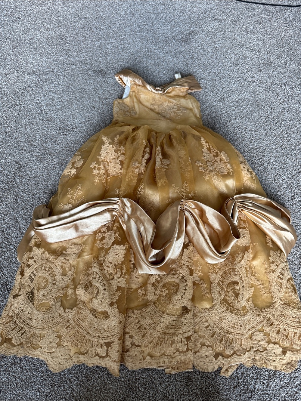 Only Little Once Girls' Gold Lace Party Dress